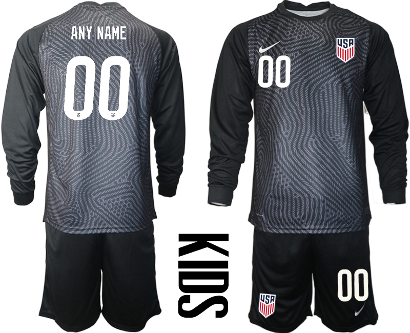 Cheap Youth 2020-2021 Season National team United States goalkeeper Long sleeve black customized Soccer Jersey
